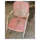 Antique red outdoor patio chair
