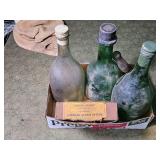 Vintage automobile burglar alarm and bottles