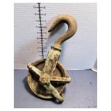 Antique cast iron snatch block pulley