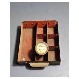 Allis-Chalmers vintage oil gauge and metal tray