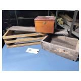 2 Wooden Boxes and Wood Cigar Box