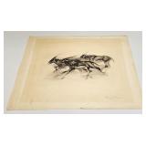 VINTAGE LITHO ORYX RUNNING IN GROUP SIGNED