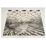 VTG SIGNED B/W ETCHING LITHO ABSTRACT LANDSCAPE