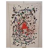 ABSTRACT SPLATTER PAINTING TITLED  ".38 VELOCITY"