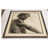 1931 CHARCOAL MALE NUDE BY EDNA V BARNES