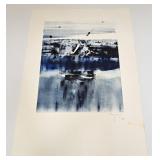 VINTAGE ABSTRACT SIGNED COLOR LITHO
