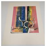 VTG ABSTRACT COLOR LITHO SIGNED "CHILDRENS GAMES"