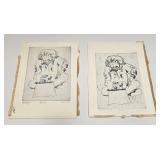 VINTAGE ETCHINGS MAN WORKING PROOFS SIGNED