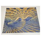 VTG SIGNED COLOR ETCHING LITHO ABSTRACT PLANET