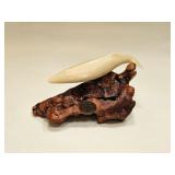 VINTAGE JOHN PERRY BURL WOOD & WHALE SCULPTURE