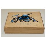 VINTAGE WOOD TRINKET BOX ALASKA