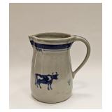 VINTAGE COW DESIGN STONEWARE PITCHER