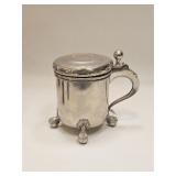 VINTAGE B M NORWAY PEWTER MUG BALL & CLAW FEET