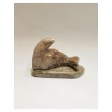 VINTAGE STONE CARVED SEAL ON BASE UNSIGNED