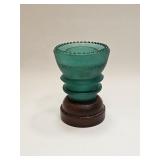 HEMINGWAY 42 AQUA GLASS INSULATOR CANDLE HOLDER