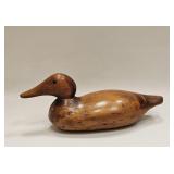 VINTAGE HAND CARVED WOOD DUCK DECOY GLASS EYES