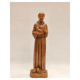 VINTAGE WOOD CARVED ST FRANCIS SCULPTURE