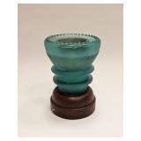 HEMINGWAY 42 AQUA GLASS INSULATOR CANDLE HOLDER