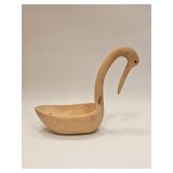 VINTAGE WOOD CARVED BIRD BOWL DECOR
