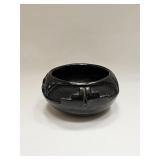 VTG SIGNED NA BLACK POTTERY DEEP CARVED BOWL