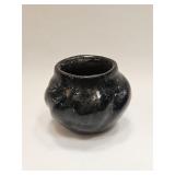 OLD VINTAGE PUEBLO INDIAN POTTERY BLACK MELON VASE