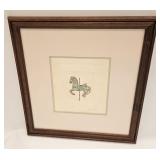 ARTIST OLSON COLOR ETCHING CAROUSEL HORSE #7