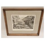 VINTAGE FRAMED ENGRAVING LANDSCAPE EUROPE