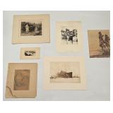 ANTIQUE WORKS ON PAPER & PAINTING LOT UNFRAMED