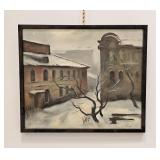 VINTAGE SIGNED RUSSIAN OIL WINTER LANDSCAPE