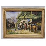 DECORATIVE EUROPE VILLAGE PAINTING UNSIGNED