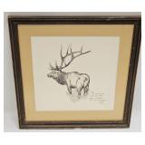 VINTAGE GARY HOWELL DRAWING OF DEER