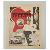 VTG SIGNED ADVERTISING ART FOR FERRARI CARS