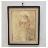 VINTAGE SIGNED OIL PORTRAIT YOUNG GIRL
