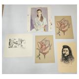 VINTAGE WORKS ON PAPER LOT UNFRAMED