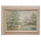 IMPRESSIONIST SPRING COUNTRY LANDSCAPE PAINTING