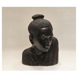VINTAGE SIGNED HARDWOOD AFRICAN BUST TANZANIA