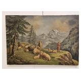 ANTIQUE HENRIE YOUNG LANDSCAPE PAINTING UNFRAMED