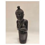 VTG HARDWOOD AFRICAN WOOD MATERNITY FIGURE & BABY