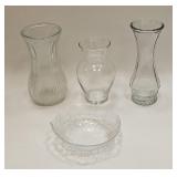 GLASS VASES & BOWL