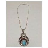 VTG LIQUID SILVER STRAND & PENDANT NECKLACE