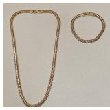 VINTAGE GOLDTONE CHAIN NECKLACE & BRACELET