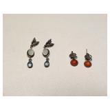 VINTAGE 925 STERLING SILVER & STONE EARRINGS