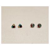 VINTAGE NATIVE STERLING SILVER & STONE EARRINGS