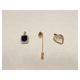 VINTAGE PENDANTS PIN LOT 12 KT GOLD FILLED HEART