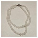 VTG ROUND BEADED STONE NECKLACE SS CLASP