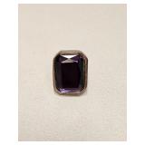 HEAVY SILVERTONE & PURPLE STONE RING
