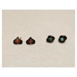 VTG STERLING SILVER & TURQUOISE CORAL EARRINGS