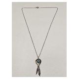 VTG NATIVE STERLING SILVER & TURQ PENDANT NECKLACE