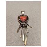 VTG NAVAJO STERLING SILVER RED JASPER PENDANT