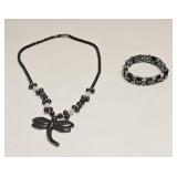 VINTAGE HEMATITE NECKLACE & BRACELET